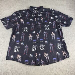 Middle Of Beyond Button Down Shirt RoboCop MOB Officer Alex Murphy Black Men 3xL